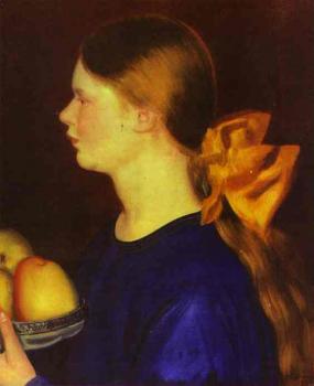 鮑裡斯 尅斯托依列夫 Girl with Apples (Portrait of Irina Kustodiyeva)